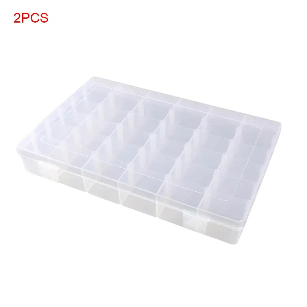 

2 Pieces 36 Grids Adjustable Earrings Box Plastic Jewelry Bead Holder Fishing Hook Organizer Transparent Storage Container