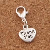 thank you heart lobster claw clasp charm beads 100ps 26 6x10 9mm zinc alloy jewelry diy c373