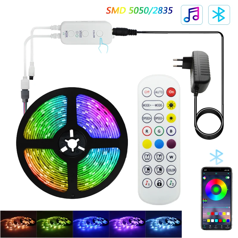 Светодиодный ленточный светильник Bluetooth музыка и Wifi контроллер 5 м 10 15 SMD5050 2835