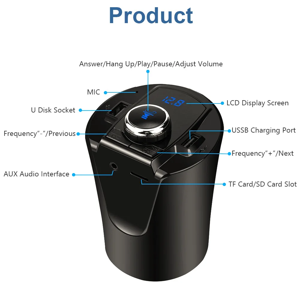 Новый Bluetooth 4 2 FM Bx6 держатель чашки автомобиля Mp3 Usb зарядное устройство приемник