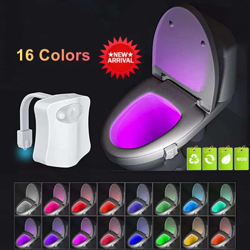 PIR Motion Sensor Toilet Seat Night Light 16Colors Waterproof Backlight For Toilet Bowl LED Luminaria Lamp WC Toilet Light