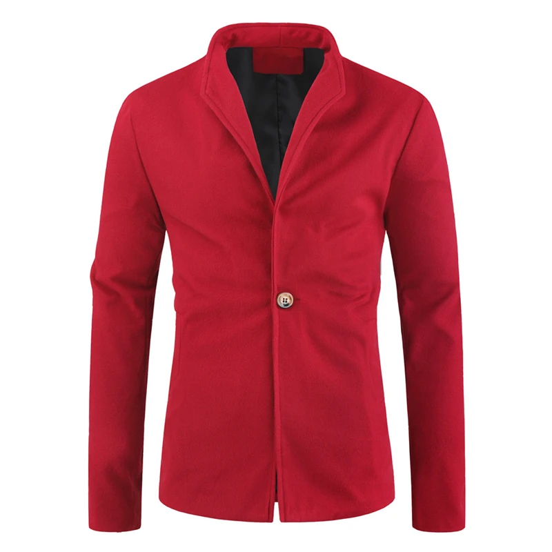 Мужское шерстяное пальто с длинным рукавом однотонная куртка v образным