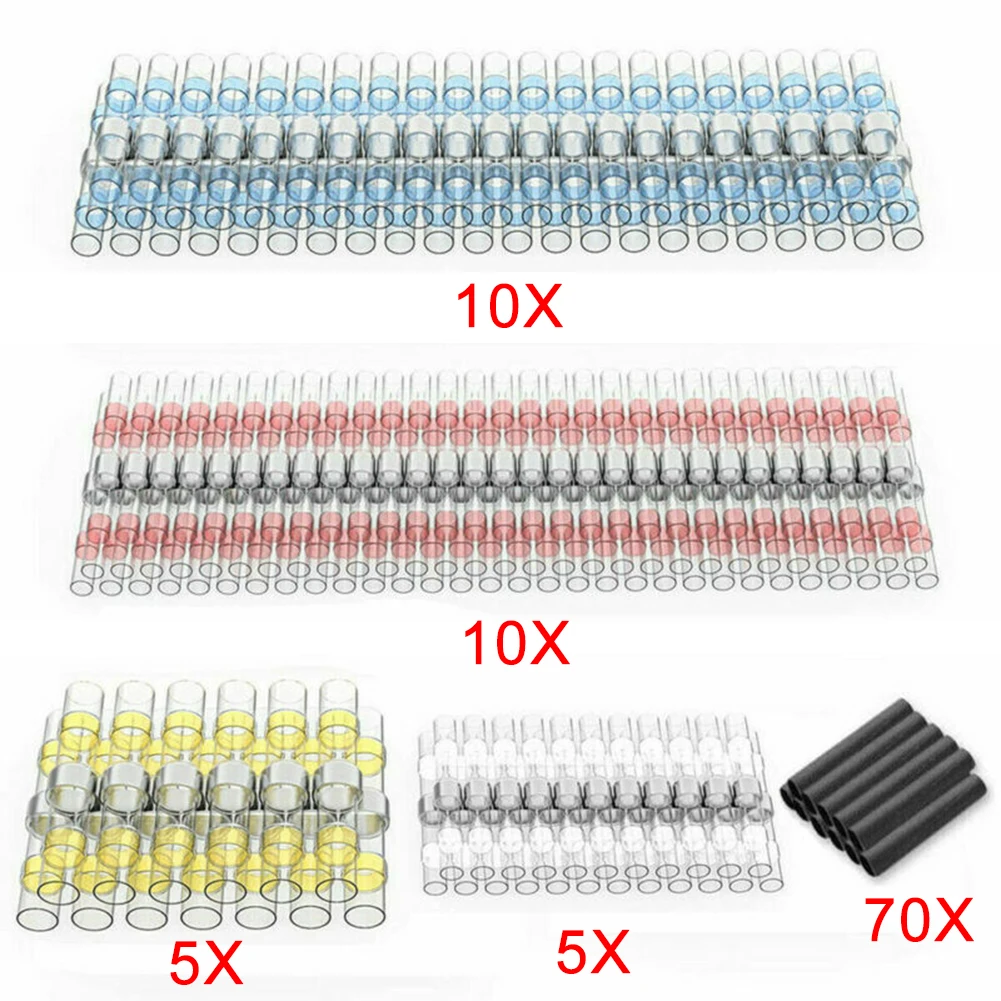

100Pcs Solder Seal Heat Shrink Soldering Sleeve Waterproof Solder Sleeve Tube Wire Insulated Butt Terminals Connectors Kit