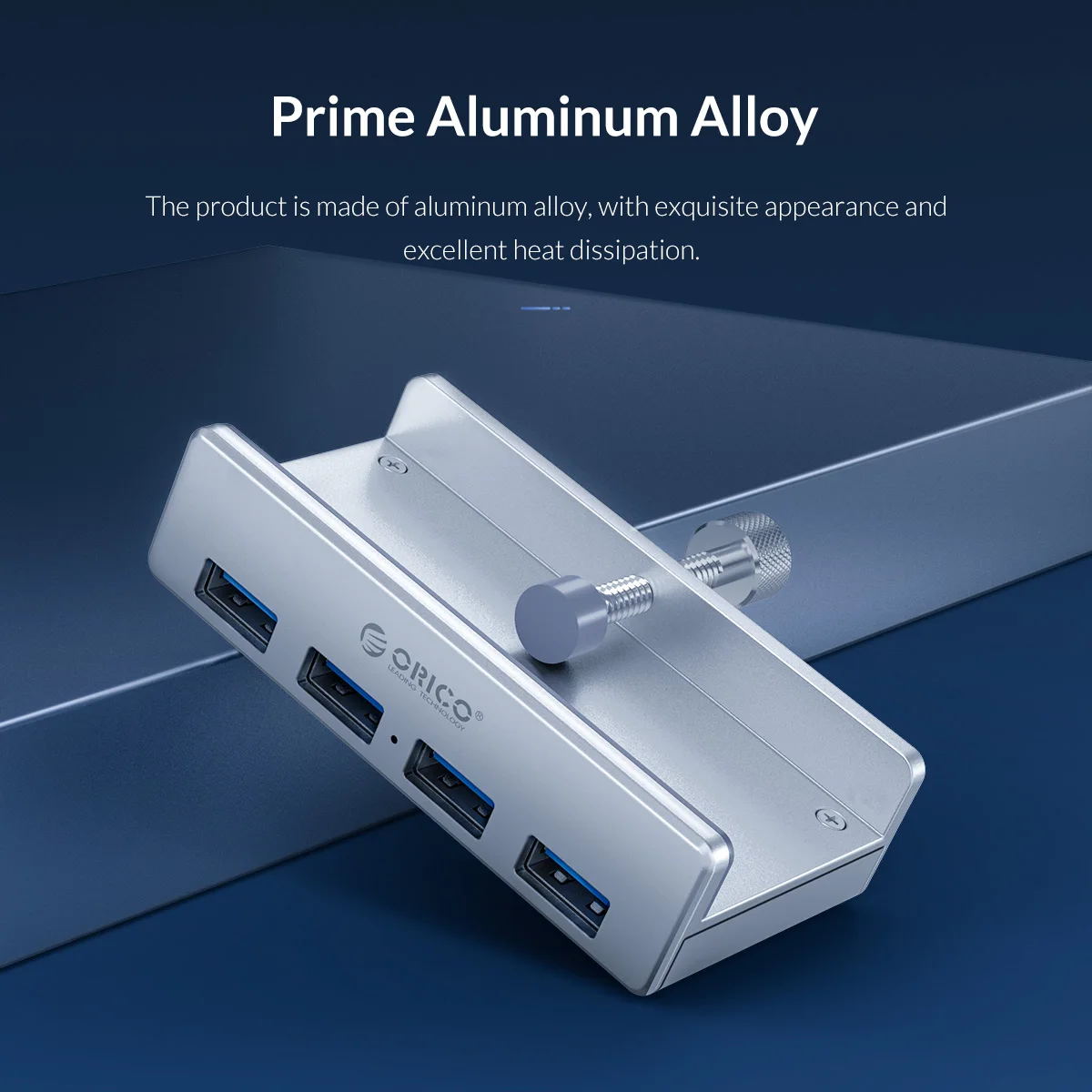 ORICO MH4PU алюминиевый 4 порта USB 3,0 Clip-хаб на зажиме для настольного ноутбука клип диапазон 10-32 мм с 100 см Дата-кабель-серебро