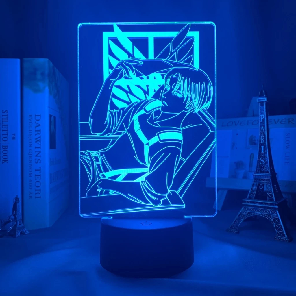 

Светодиодный сенсорный цветной акриловый 3d светильник, лампа Леви Акермана из аниме «атака на Титанов» для домашнего декора комнаты, детск...