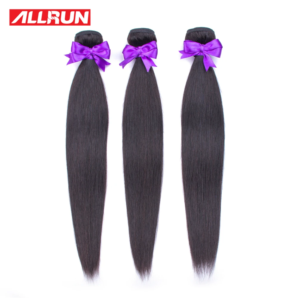 ALLRUN бразильские прямые волосы пряди человеческих волос с 2*6 Закрытие средней