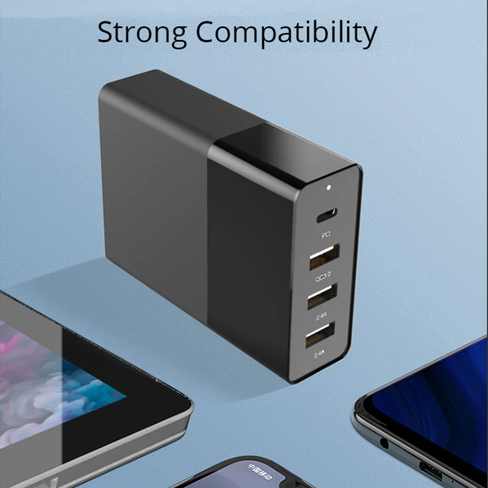 Fivetech 48 Вт Быстрая зарядка 4 порта с адаптером питания QC3.0 PD для Xiaomi iPhone Huawei Samsung
