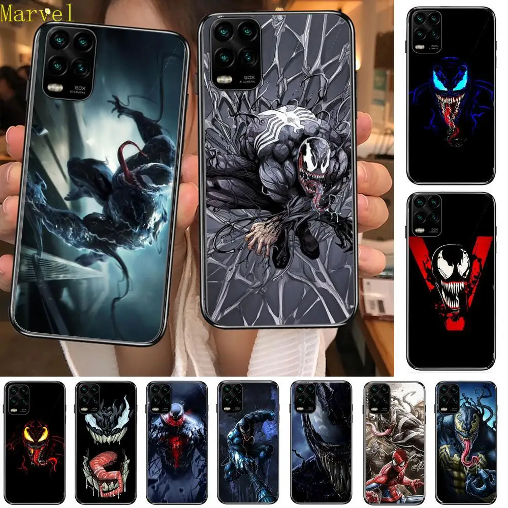 

Marvel Character Venom cartoon Phone Case For XiaoMi Redmi Note 10 9S 8 7 6 5 A Pro T Y1 Anime Black Cover Silicone Back Pre