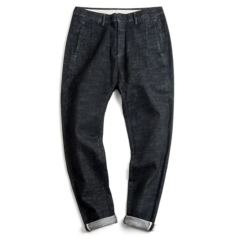 Мужские зауженные джинсы черные стрейч с отворотами |