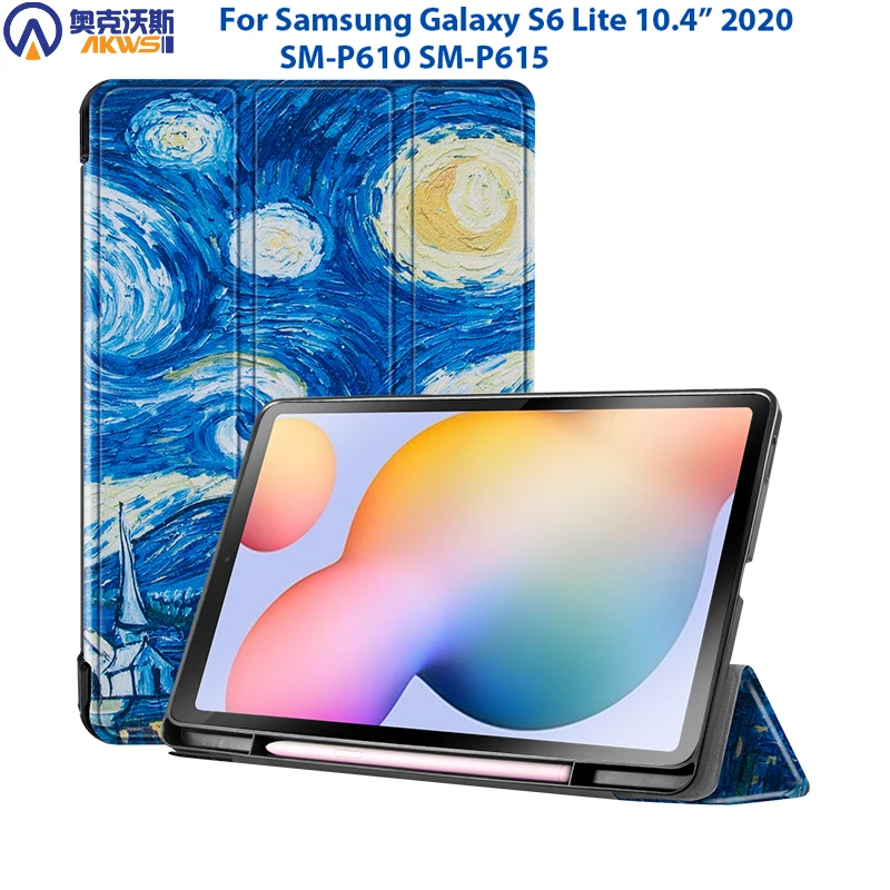 

Soft TPU Case for Samsung Galaxy Tab S6 Lite 10.4 with Pencil Holder SM P610 SM P615 Tablet Cover Auto sleep Magneitc Funda