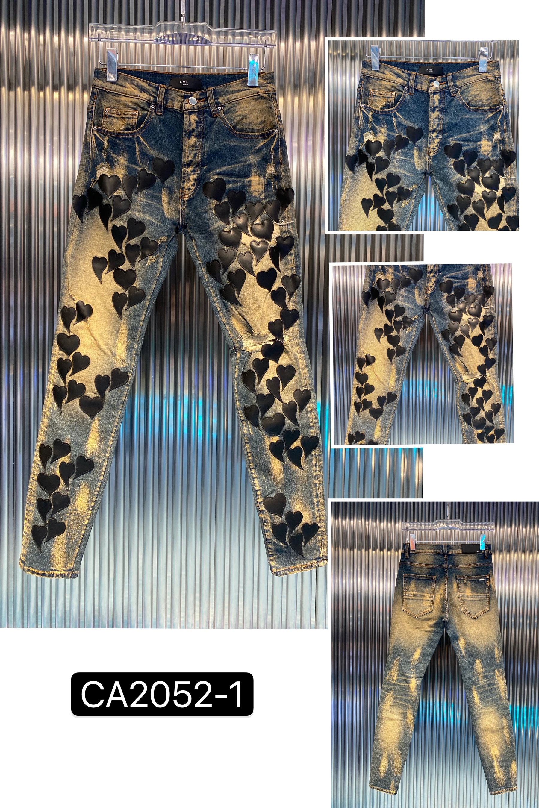 Джинсы мужские Стрейчевые с графическим принтом штаны из денима в байкерском