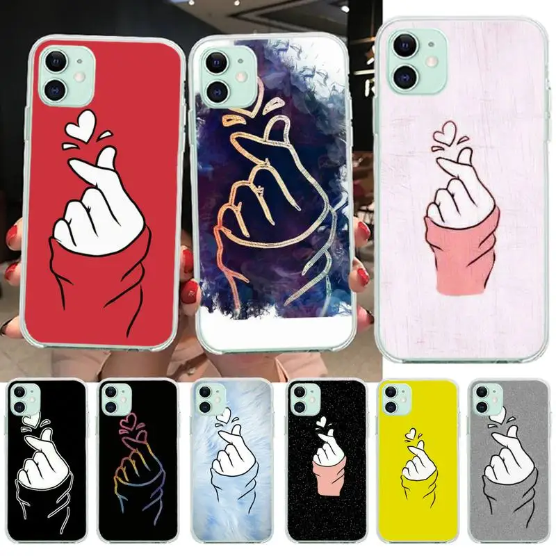 

PENGHUWAN Love on the finger kpop heart Printing Phone Case cover Shell for iPhone 11 pro XS MAX 8 7 6 6S Plus X 5S SE XR cover