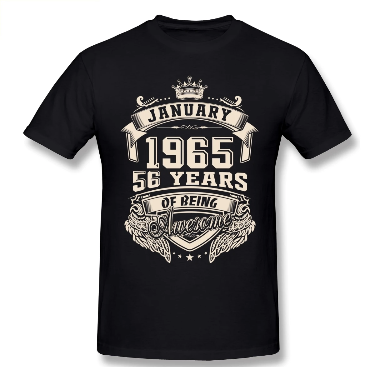 

Custom Logo Born In January 1965 56 Years Of Being Awesome T Shirt Plus Size Cotton Crewneck Short Sleeve Custom Men Clothing