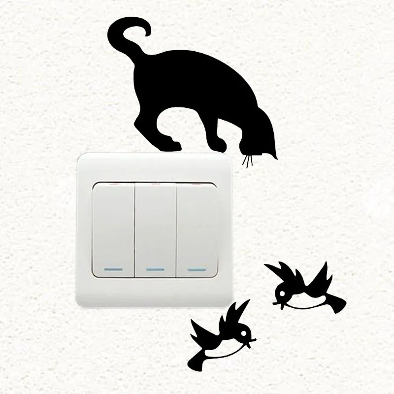 Светильник настенный выключатель Стикеры гнездо виниловые Home Decor кошка с