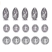 90pcs mix tibetan silver zinc alloy jesus virgin mary religious wear saint benedict medallion beads