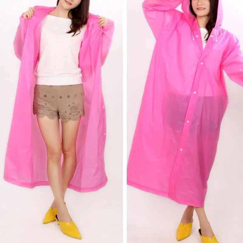 

6 Colors Adult Non-disposable Transparent Thickened Hoodie EVA Waterproof Raincoats Fashion Raincoat Portable Rain Poncho