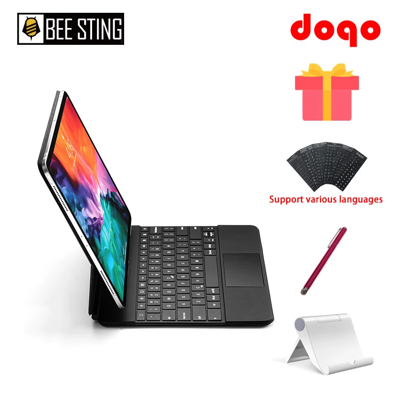 

DOQO Волшебная клавиатура мышь для iPad Pro 11 12,9 10,9 2021 2020 2018 iPad Air 4 чехол для планшета Беспроводная Bluetooth клавиатура с подсветкой