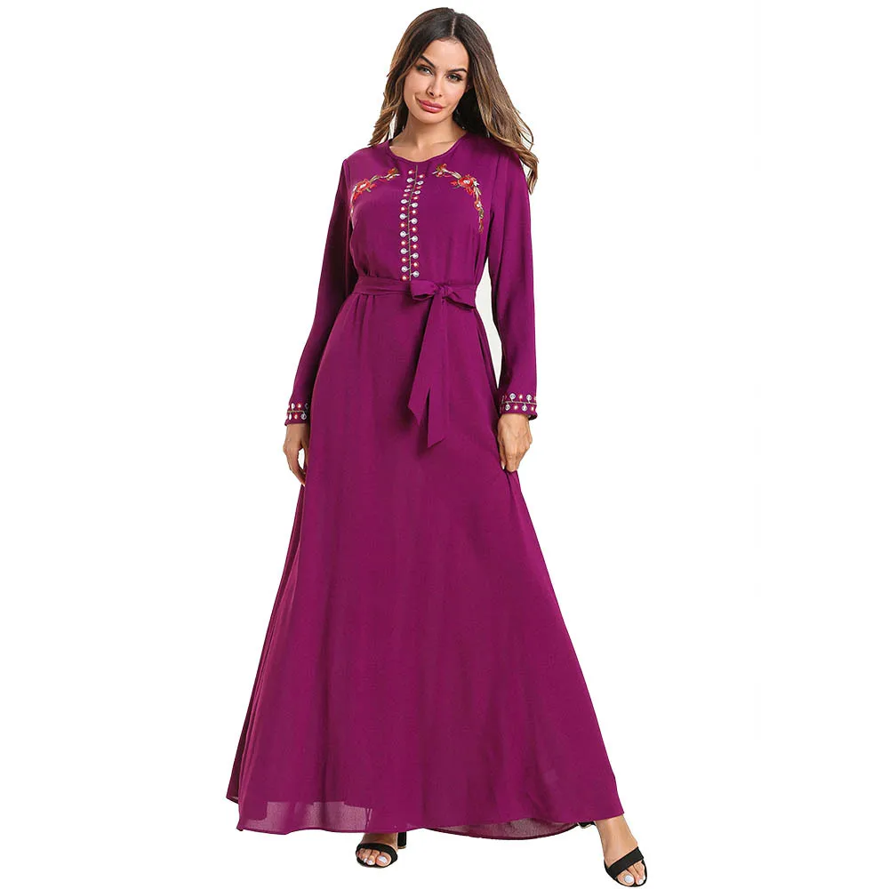 Модные женские макси платья с вышивкой бархатные повседневные теплые халаты abaya