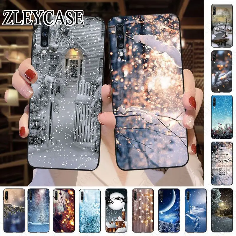 Пейзаж Зима Снег мягкий чехол для телефона с изображением цветов Samsung Galaxy A50 A10 A20