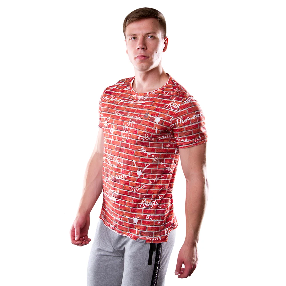 Футболка Великоросс с принтом оранжевого цвета фламированная кулирная гладь |