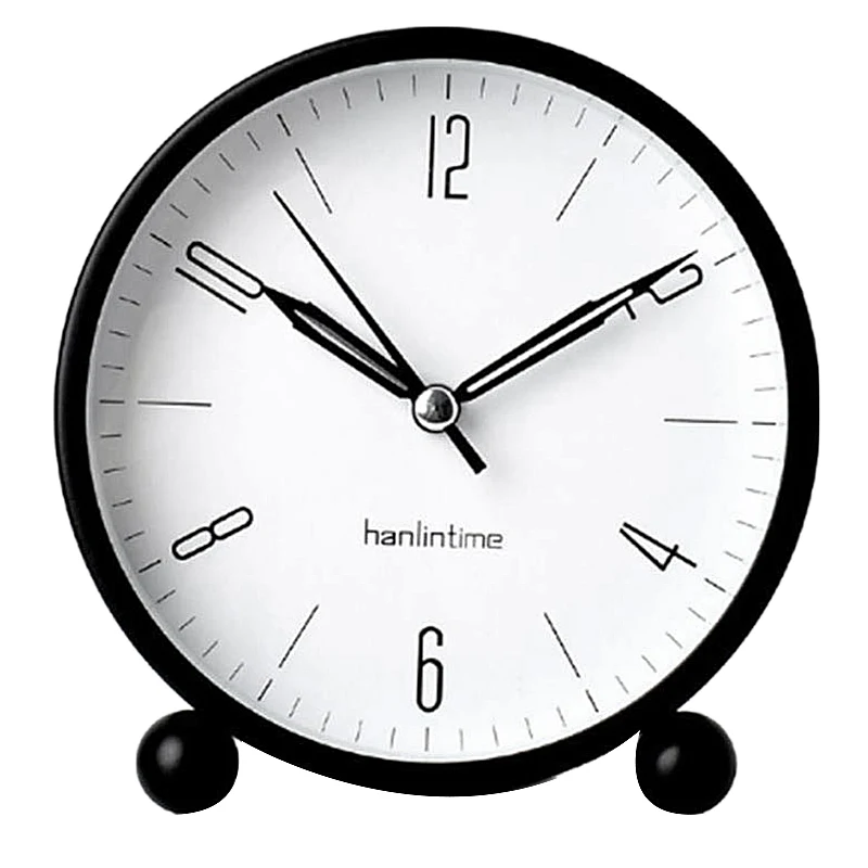 

Аналоговые часы-будильник Hanlintime, простые в установке маленькие настольные часы, без тикания, с ночным светильник щением, супер бесшумные ча...