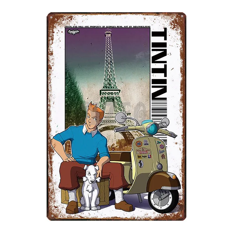 DU-2976 Tintin мультфильм жестяная вывеска металлическая пластина железная живопись детская комната настенный бар домашнее искусство Ремесло Декор 30X20 см DU-2967 - Цвет: DU-2976