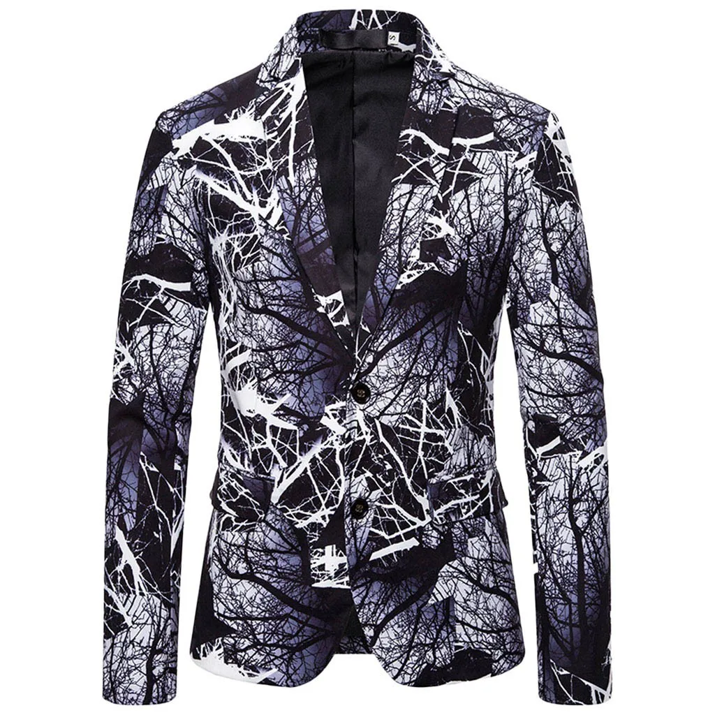 

Loldeal Men's Blazer, Floral V Neck Polyester Business Casual Wedding Long Sleeve Button Tops Jacket Coat Drop
