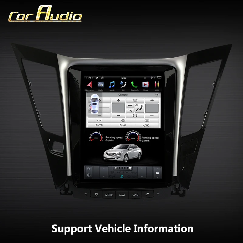 Автомагнитола 10 4 дюймов IPS Android 9 0 для Hyundai Sonata 2012-2014 вертикальный сенсорный экран