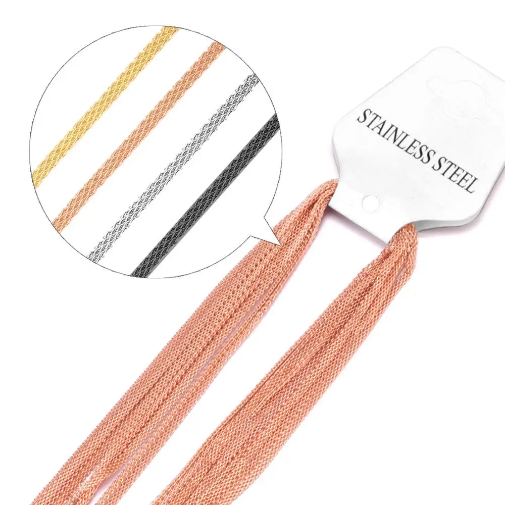 

LUXUKISSKIDS Wholesale Plating 10pcs/lot Rose Gold/Steel/Black 2mm Rope Chains 45cm 50cm 55cm 60cm Jewelry Chain Necklaces