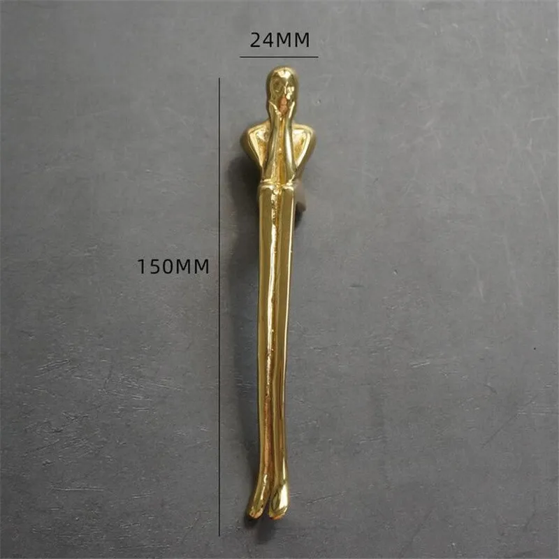 Solid Brass Handle Modern Minimalist Portrait Wardrobe Cabinet Door Cupboard Drawer Knob Handles Golden Long Pulls Furniture Diy |