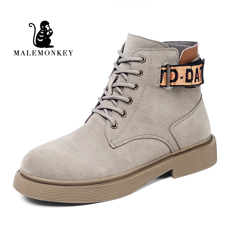 

Autumn Woman Ankle Boots Borwn 2021 Fashion Suede Leather Lace Up Platform Boots Punk Motorcycle Botos Feamle Shoes Clearance