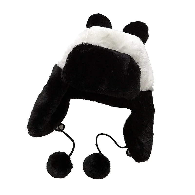 Plush panda ear protector Lei Feng cap warm autumn and winter sweet cycling cute adorable bear ears cold-proof | Аксессуары для