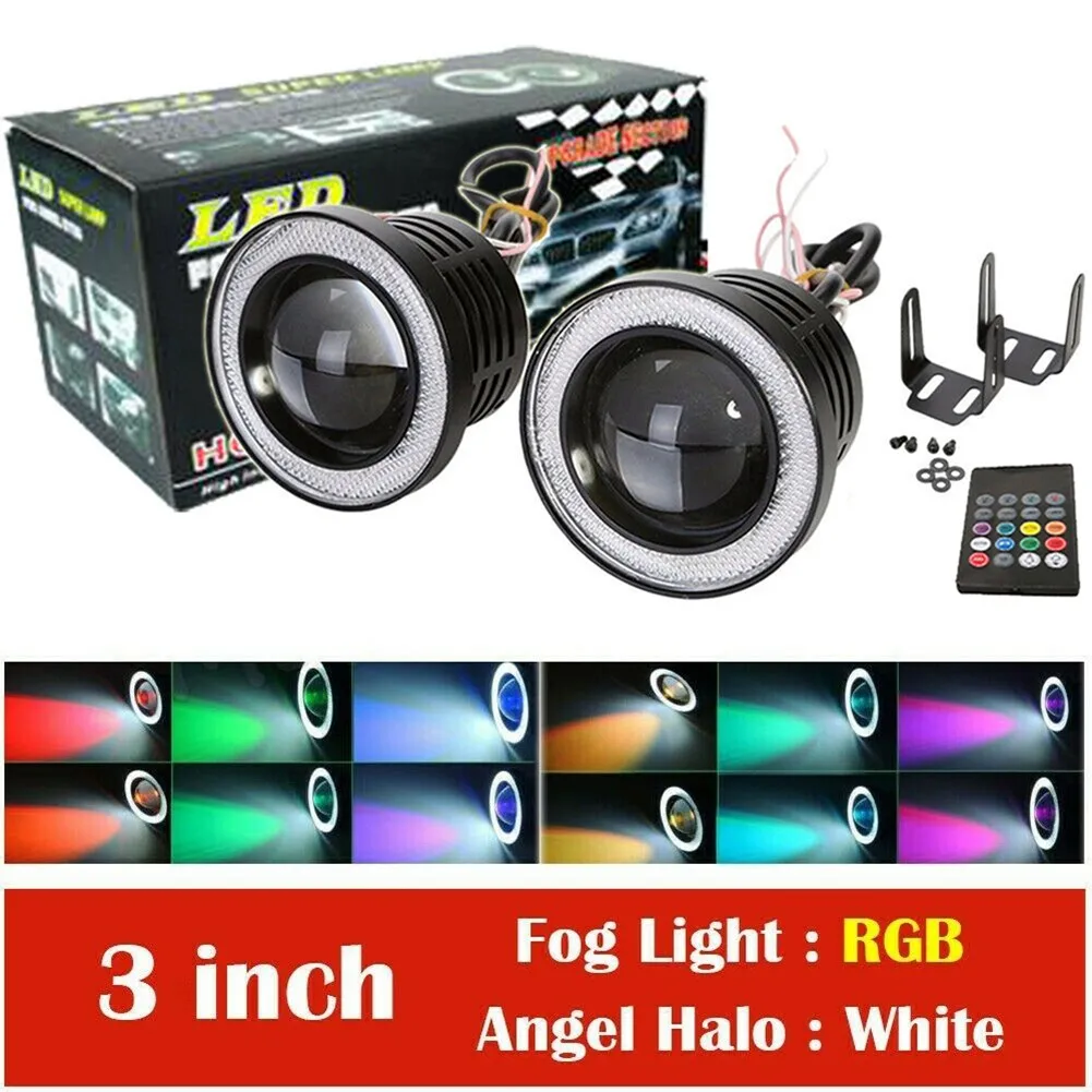 

RGB Fog Light Replacement 12V Universal 2pcs 30W Accessory Angel Eyes COB