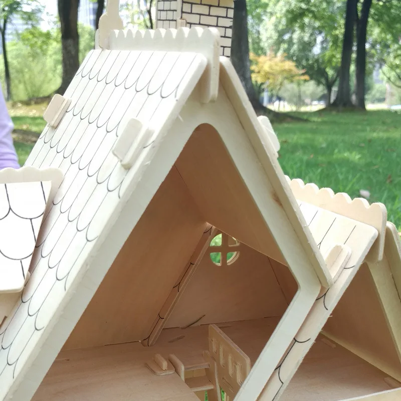 Деревянный 3D головоломка Дом DIY Кукольный дом вилла модель Собранный миниатюрный кукольный домик развивающие ролевые игры игрушки для детей девочек