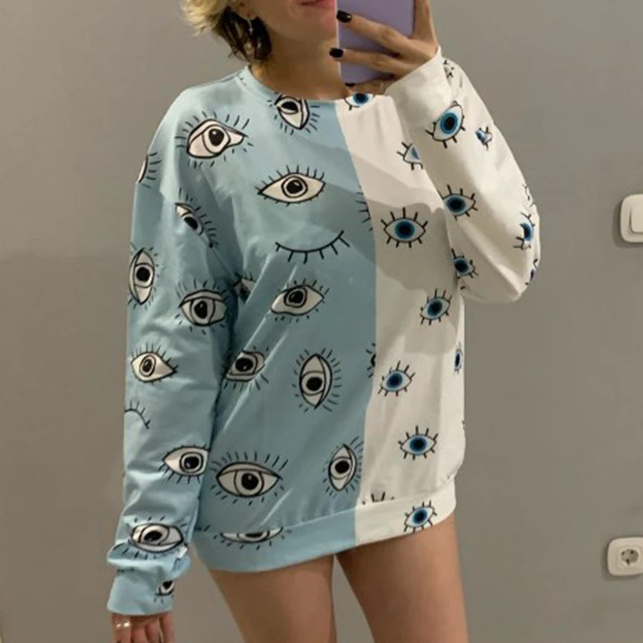 

2020 New Plus Size Tops Chic Tie Dye Letter Print Brand Design Crewneck Sweatshirt Women Girls Oversized Loose Casual Streetwear