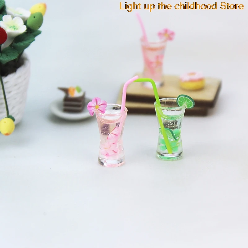 

1/12 Dollhouse Miniature Food Mini Resin Fruit Bottle Simulation Drinks Model Toys Fruit Drink Play Dollhouse Dolls Accessories