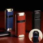 2021 PRIMO дуги зарядки USB Зажигалка плазменная Роскошный Металлический кожаный электрическая зажигалка защищенный от ветра для курения аксессуары подарок для мужчины