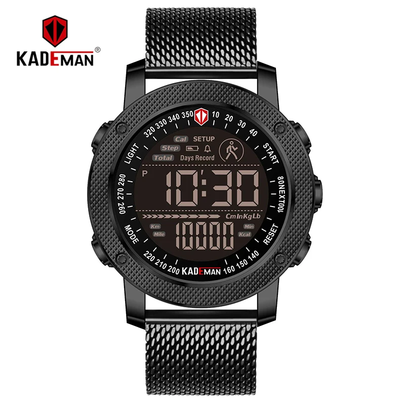K6121S-B-W-B KADEMAN цифровые спортивные мужские часы Топ люксовый бренд Шаг Граф Водонепроницаемые кожаные Наручные часы военные армейские уникальные мужские наручные часы - Цвет: K6121S-B-W-B
