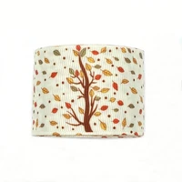 38mm decorative ribbon fall leaf tree printed grosgrain ribbon for autumn scrapbooking diy craft hairbow home decoration sewing