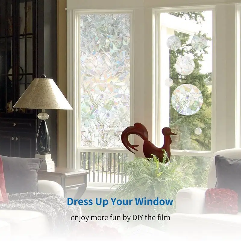 New-3D No Glue Static Decorative Privacy Window Films For Glass Non-Adhesive Heat Control Anti Uv 23.6In. By 78.7In. (60 X 200Cm | Дом и сад