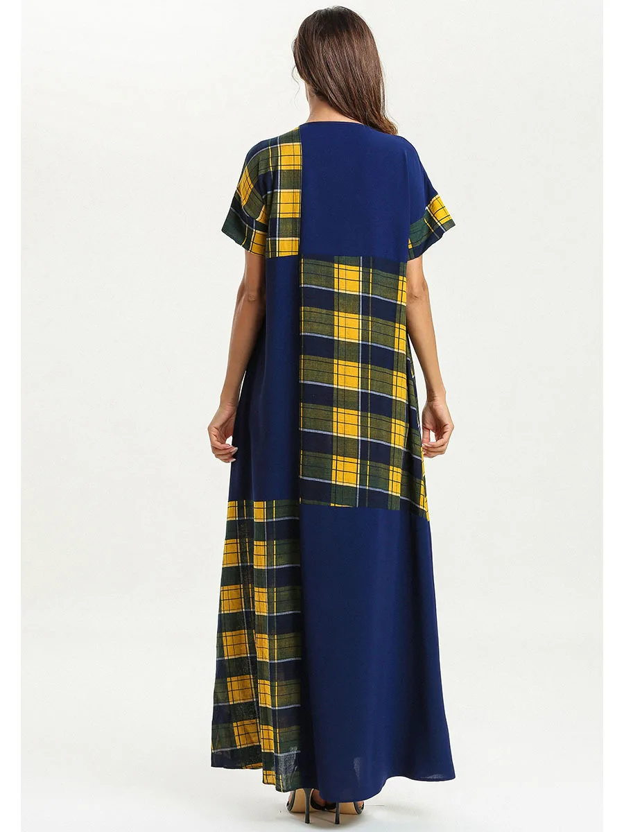

Abaya Turkey Simple Fashion Long-Sleeved Striped Stitching Thin Autumn Dress Musulmane Femme Robe Loose Long Skirt