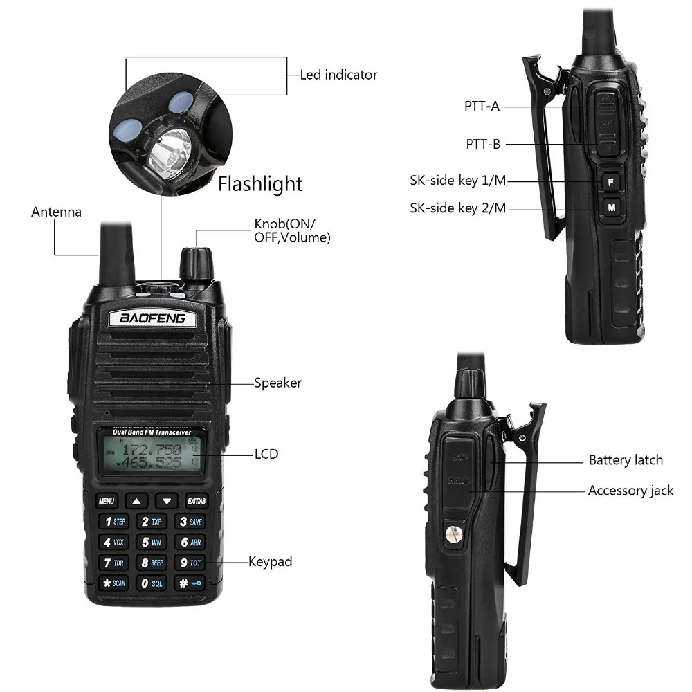 2 шт./лот BaoFeng UV-82 5 Вт UHF VHF Двухдиапазонный 136-174 и 400-520 МГц Любительское радио 2800 мАч