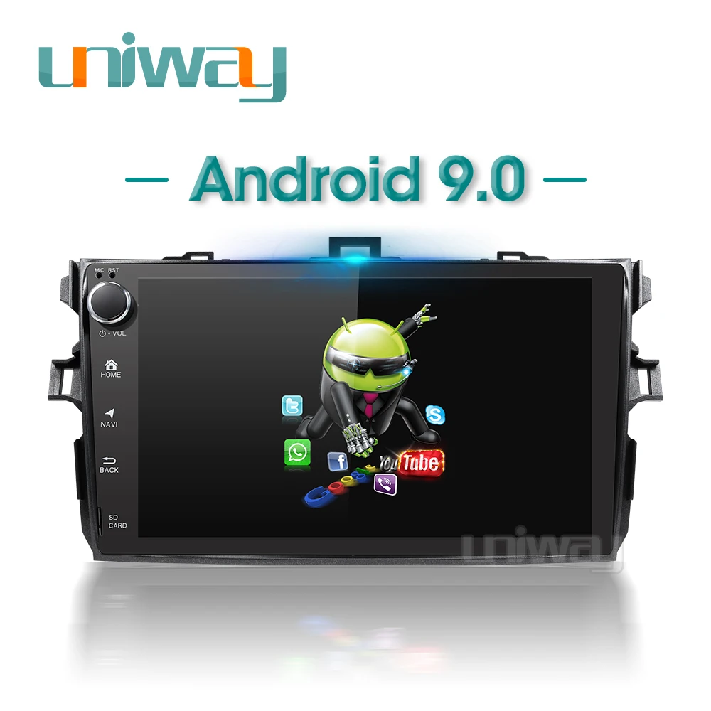 AKLL9071 uniway android 9 0 автомобильный dvd для toyota corolla 2008 2007 2009 2010 2011 2012 проигрыватель с