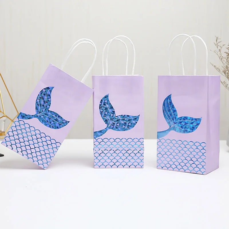 

2020 Mermaid Tail Paper Bags Kraft Paper Bag Gift Bag Wedding Baby Shower Candy Bag Mermaid Birthday Party Decor Favors Supplies