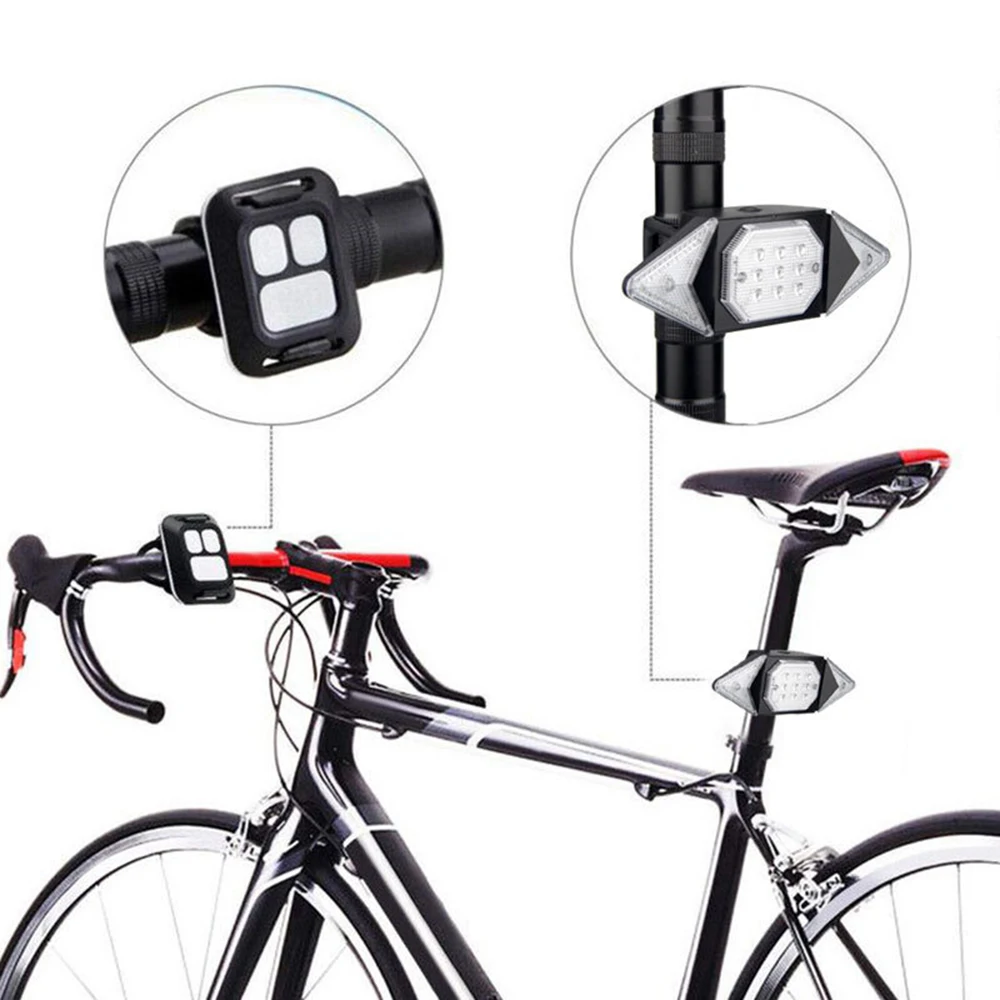

USB Rechargeable Bike Taillight Waterproof Remote Control Bicycle Tail Light with Turn Signal Light Riding Warning Light