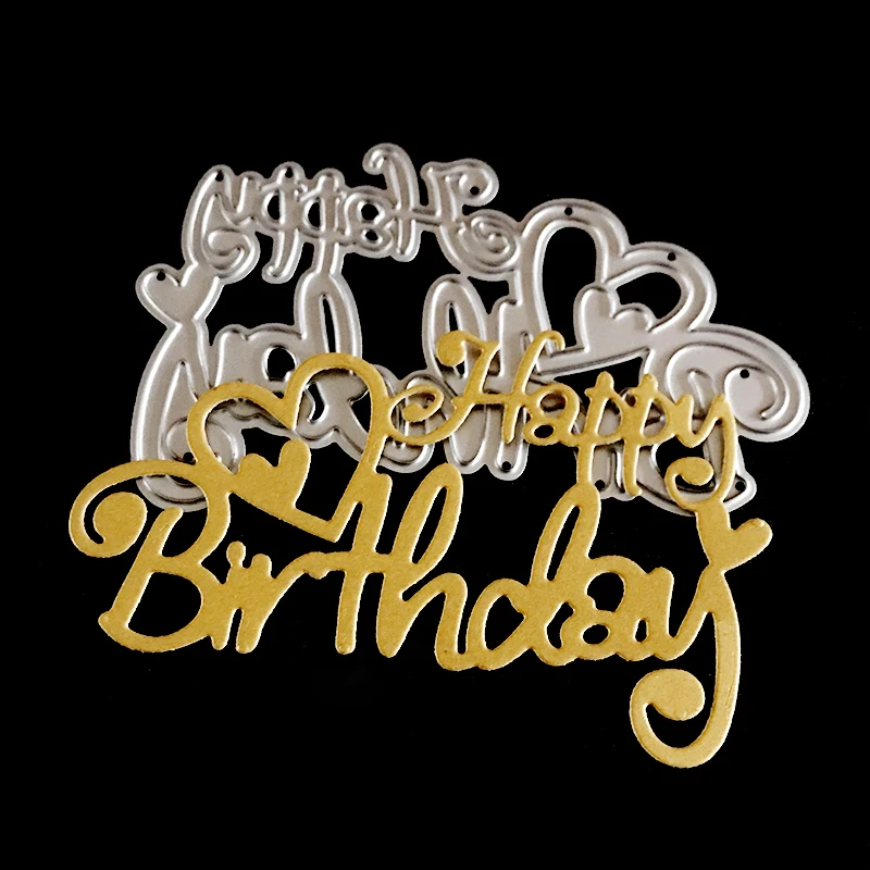 

2021 New Arrival Happy Birthday Gift Heart DIY Scrapbooking Stamps Craft Embossing Die Cut Making Stencil Template