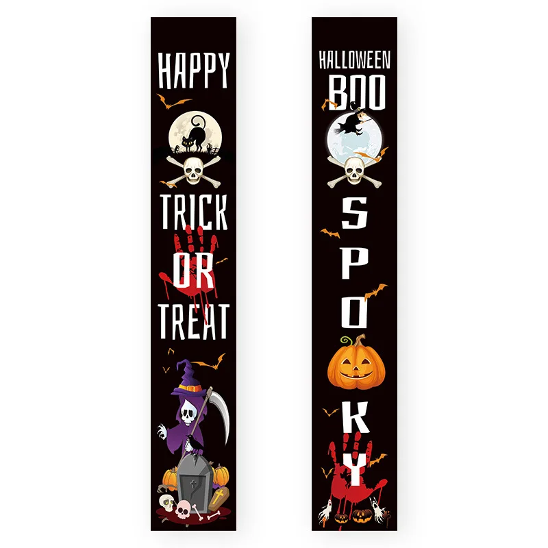 

180*30CM Halloween Door Couplet Outdoor Decoration Ghost Festival Party Flag Hanging Banner Home Decorations