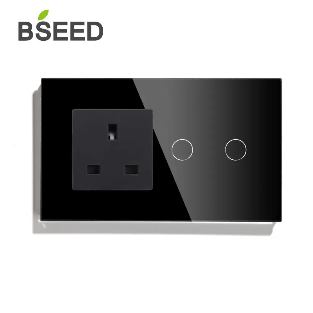 BSEED сенсорный выключатель 2 выхода стандарт Великобритании ЕС черный белый
