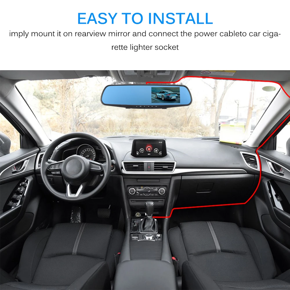 Высокое качество 4 3 ''HD Двойной объектив спереди и камера зеркало заднего вида