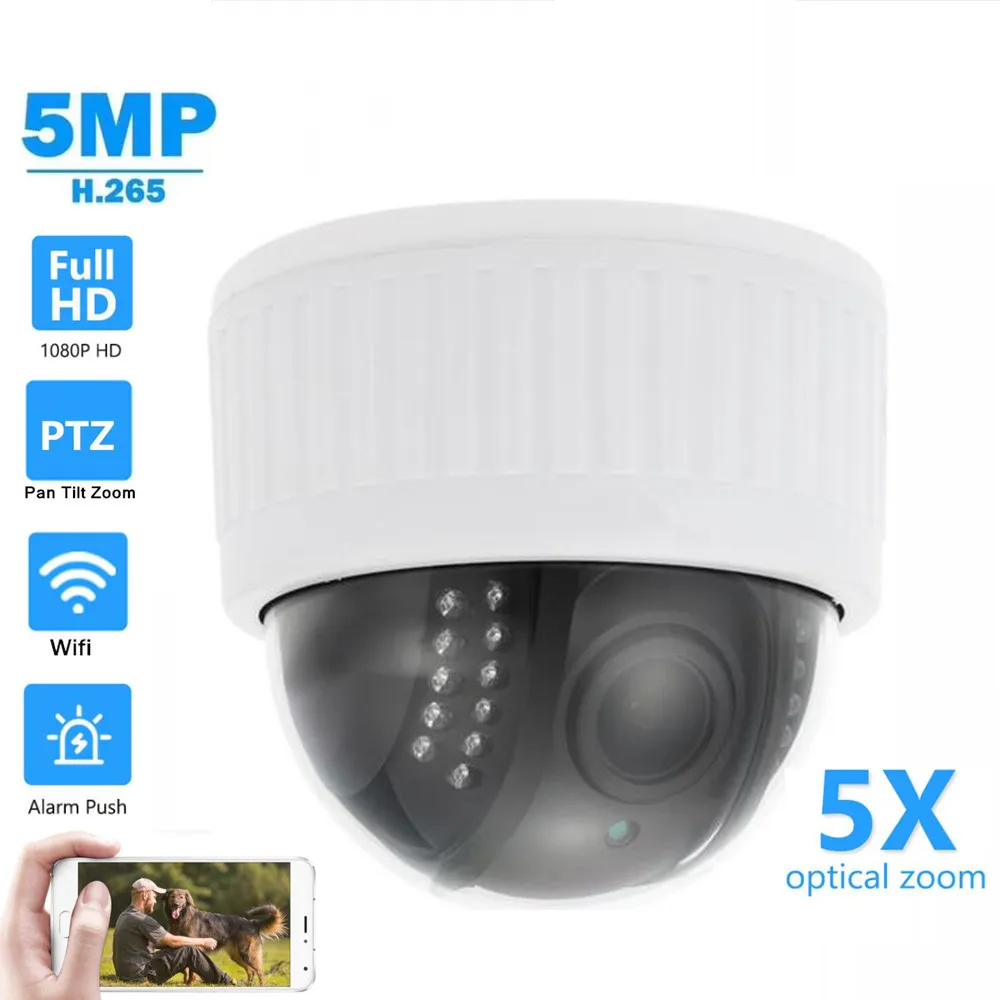 5MP 1080P Security Camera Wifi Outdoor PTZ Dome Wireless IP CCTV Camera Pan Tilt 5XZoom Motion Detect Network Surveillance P2P